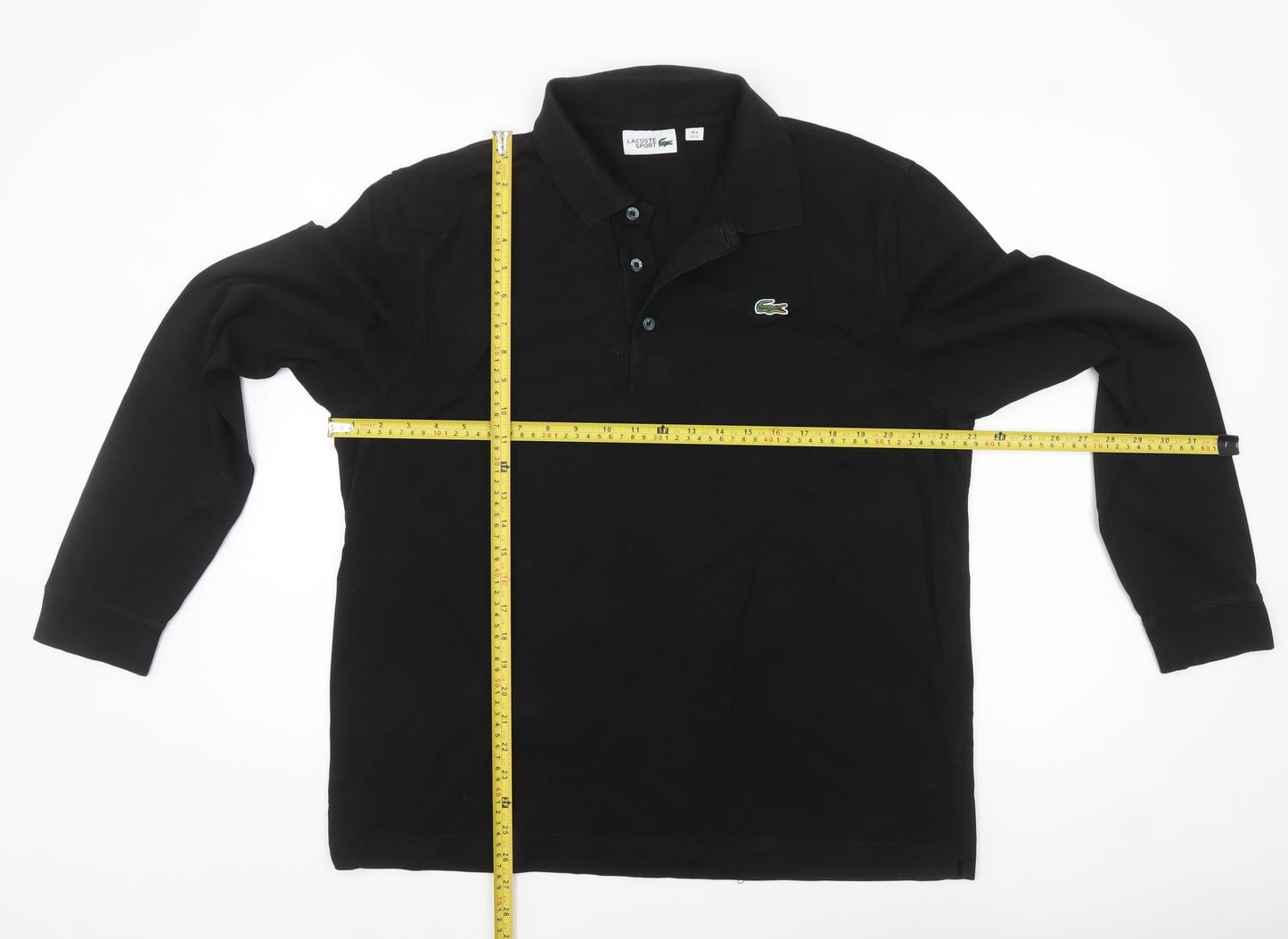 Lacoste Sport Men’s Black Long Sleeve Polo Shirt XL Cotton