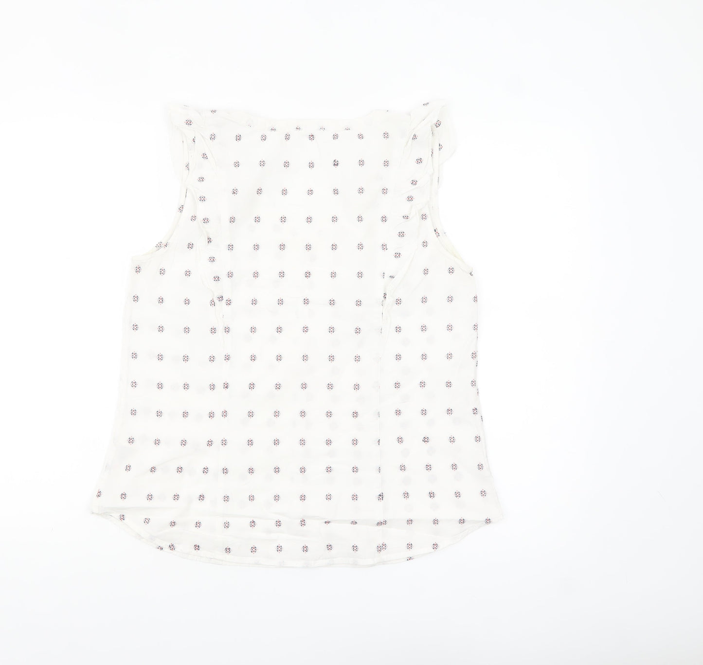 Fat Face Women’s Ivory Ruffle Sleeveless Cotton Tunic Blouse UK 12