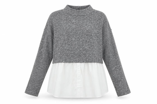 New Look Women's Grey High Neck Knit Jumper UK 16