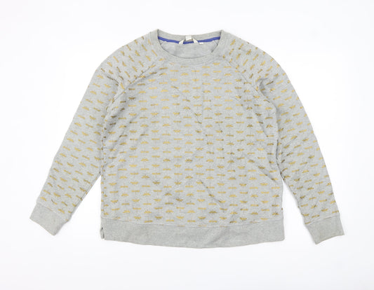 Boden Women's Grey Gold Bee Print Crew Neck Sweatshirt M