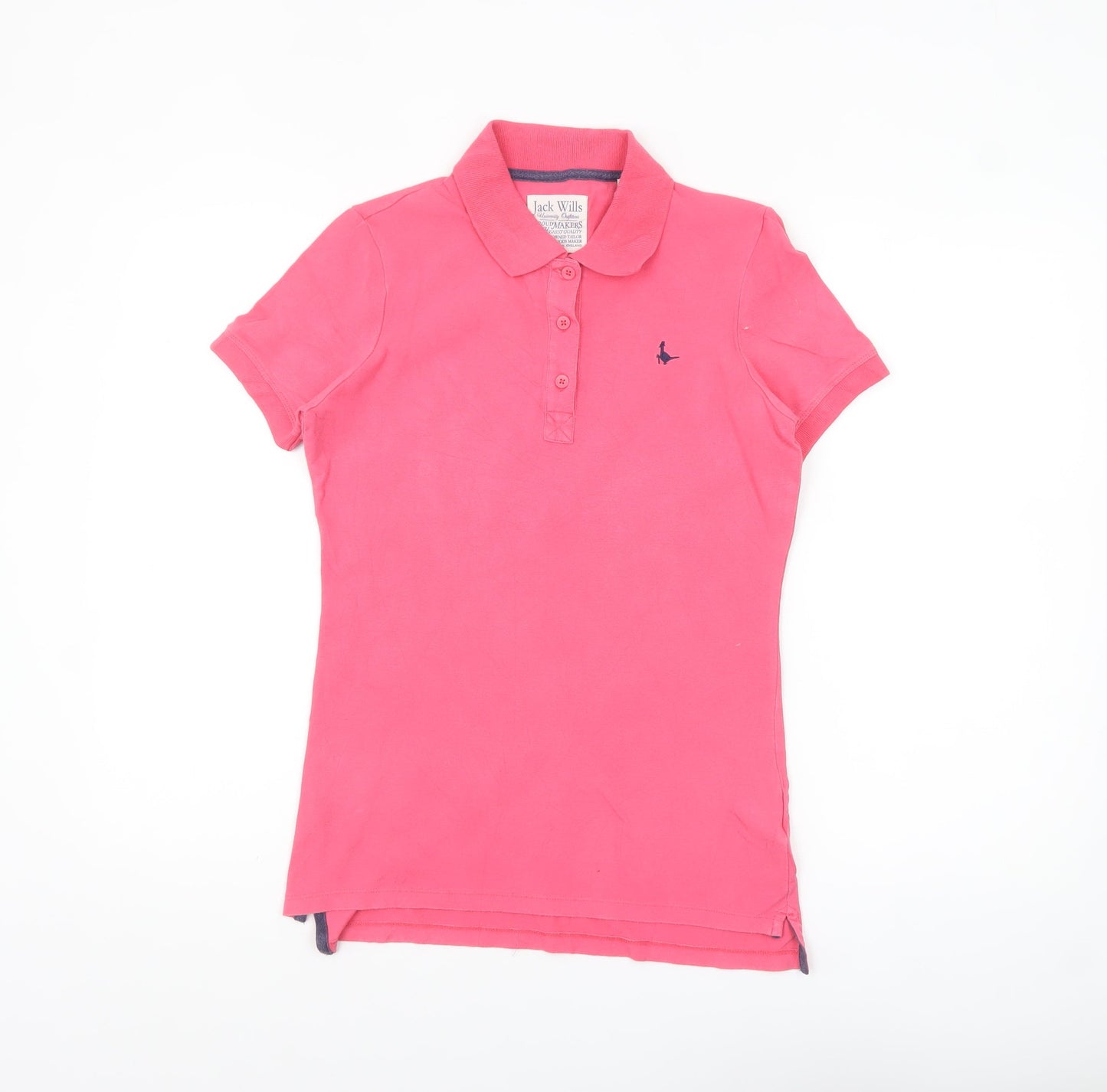 Jack Wills Women's Pink Slim Fit Cotton Polo Shirt UK 10