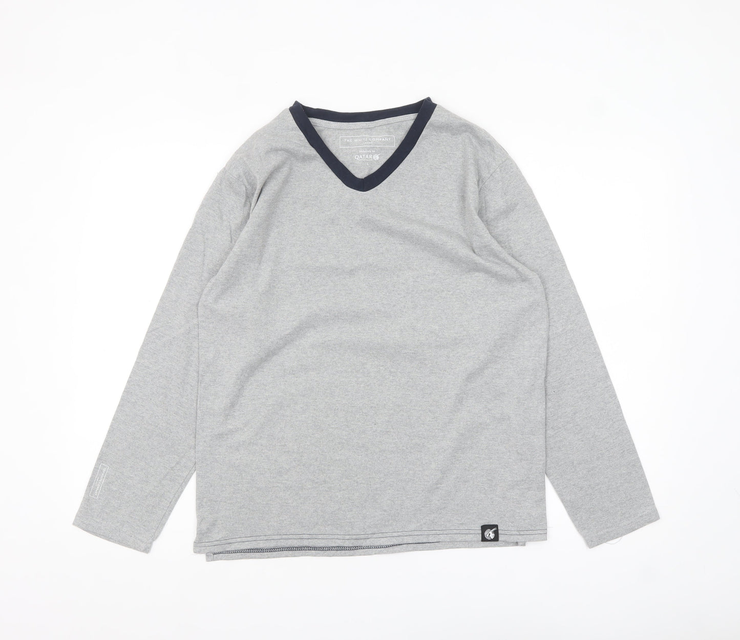 The White Company Men’s Grey Long Sleeve V-Neck Casual Top Size S