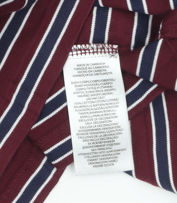 Ralph Lauren Men's Red Striped Custom Slim Fit Polo Shirt L