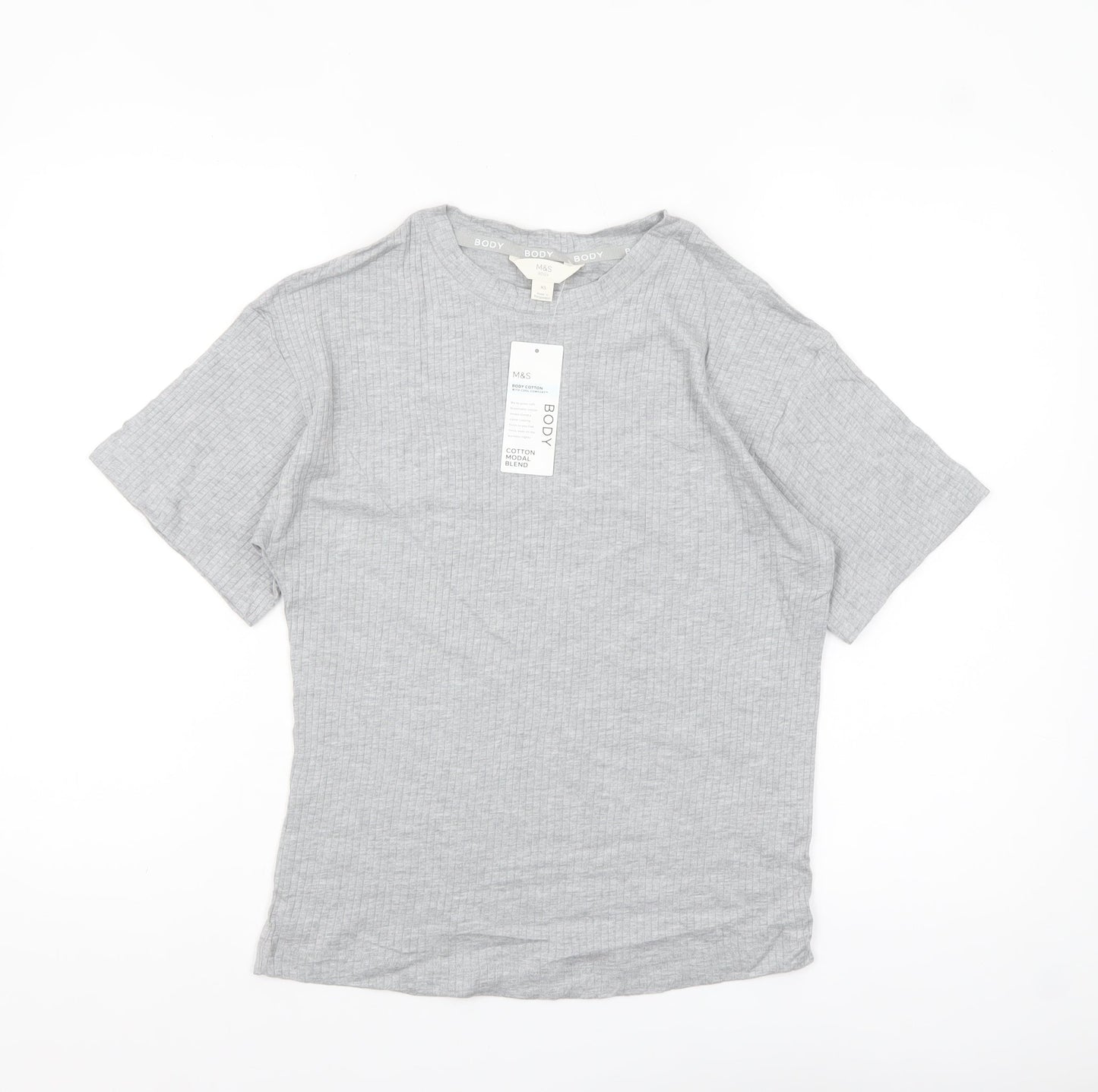 Marks and Spencer Women’s Grey Cotton Blend XS Short Sleeve T-Shirt