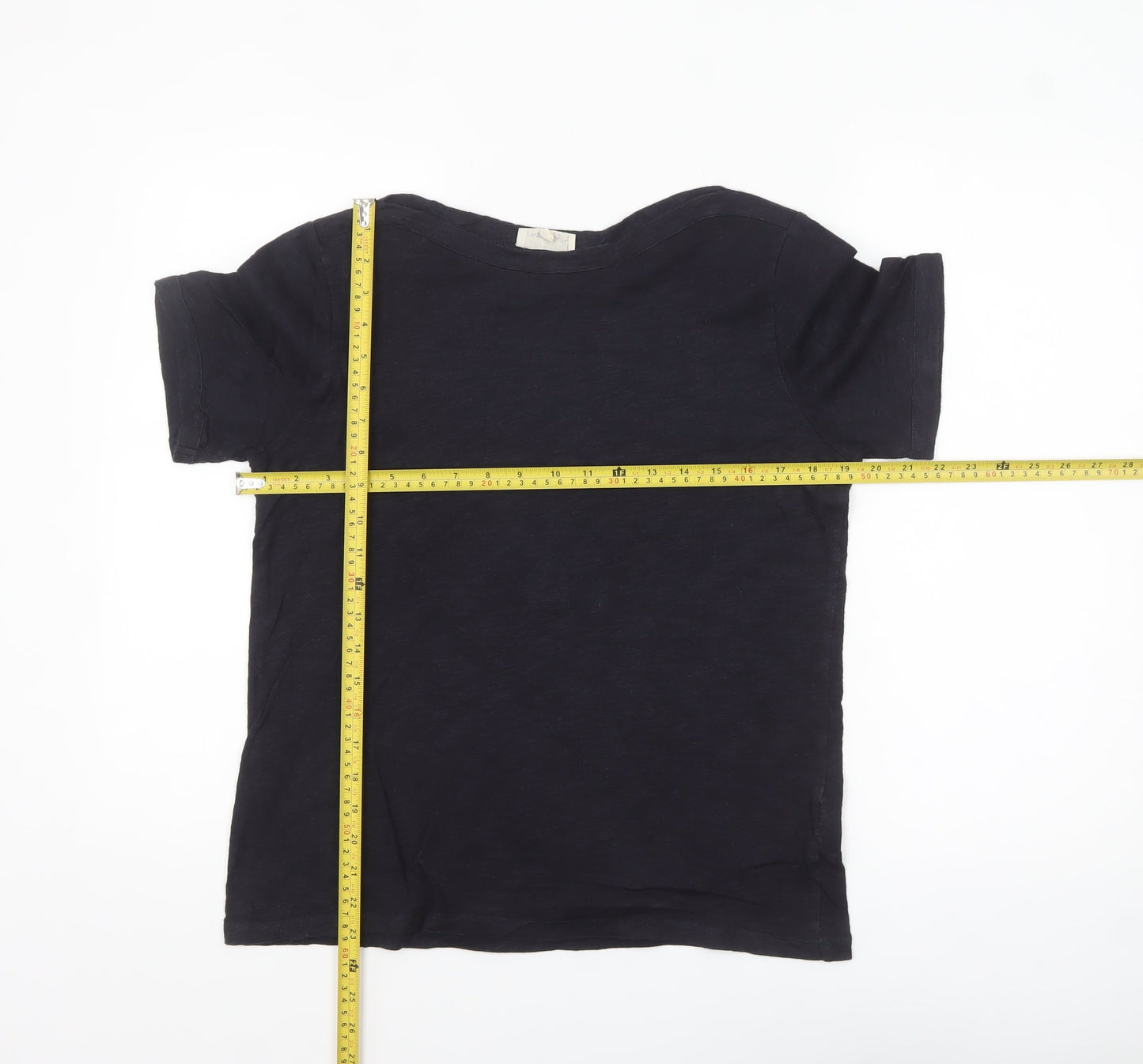 Phase Eight Women Black Cotton Basic Short Sleeve T-Shirt UK 12