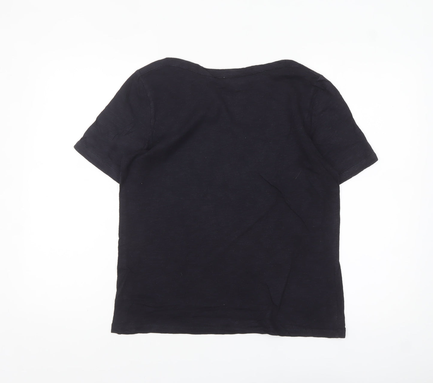 Phase Eight Women Black Cotton Basic Short Sleeve T-Shirt UK 12