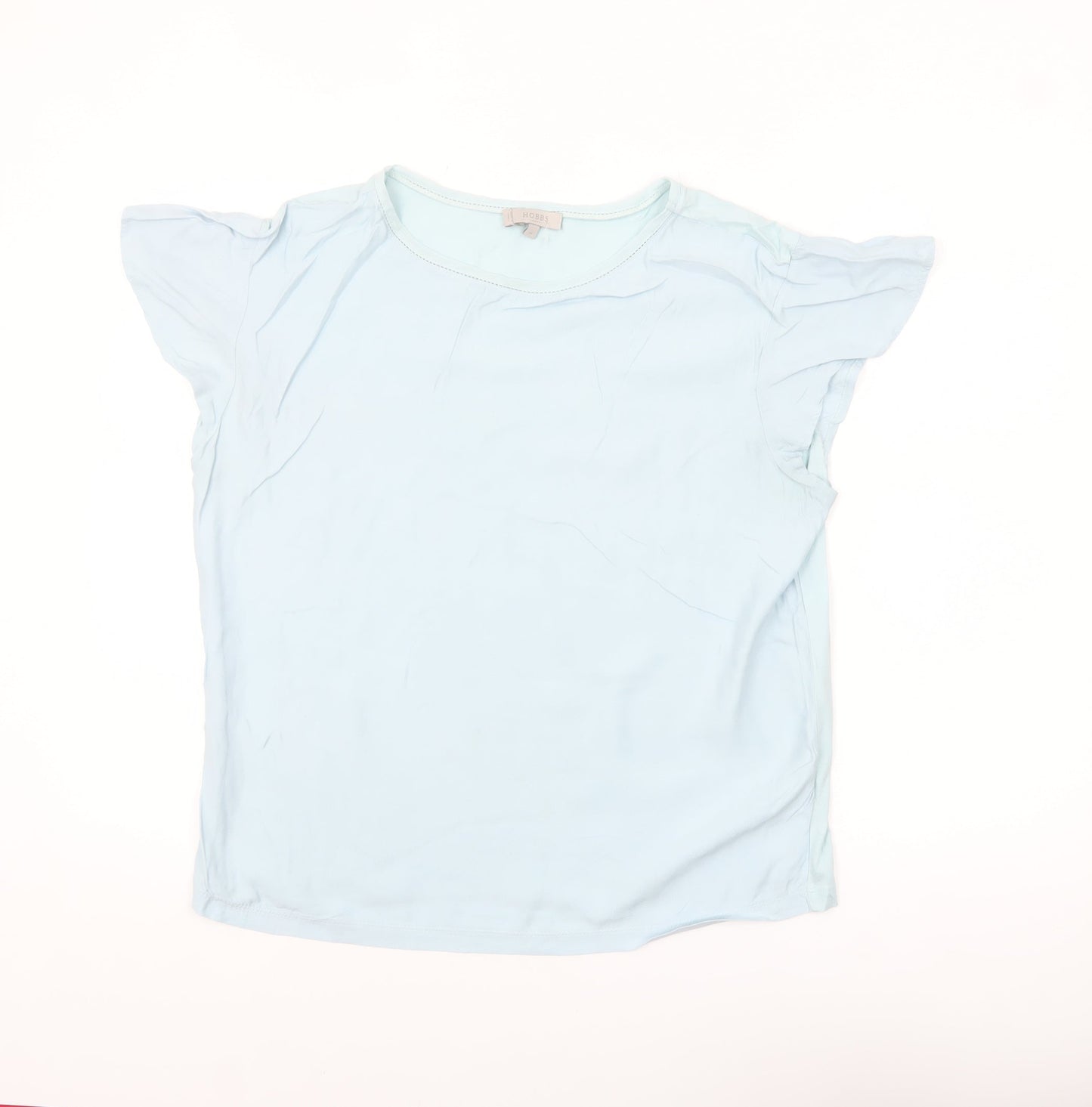 Hobbs Women Blue Modal Cotton Flutter Sleeve T-Shirt M