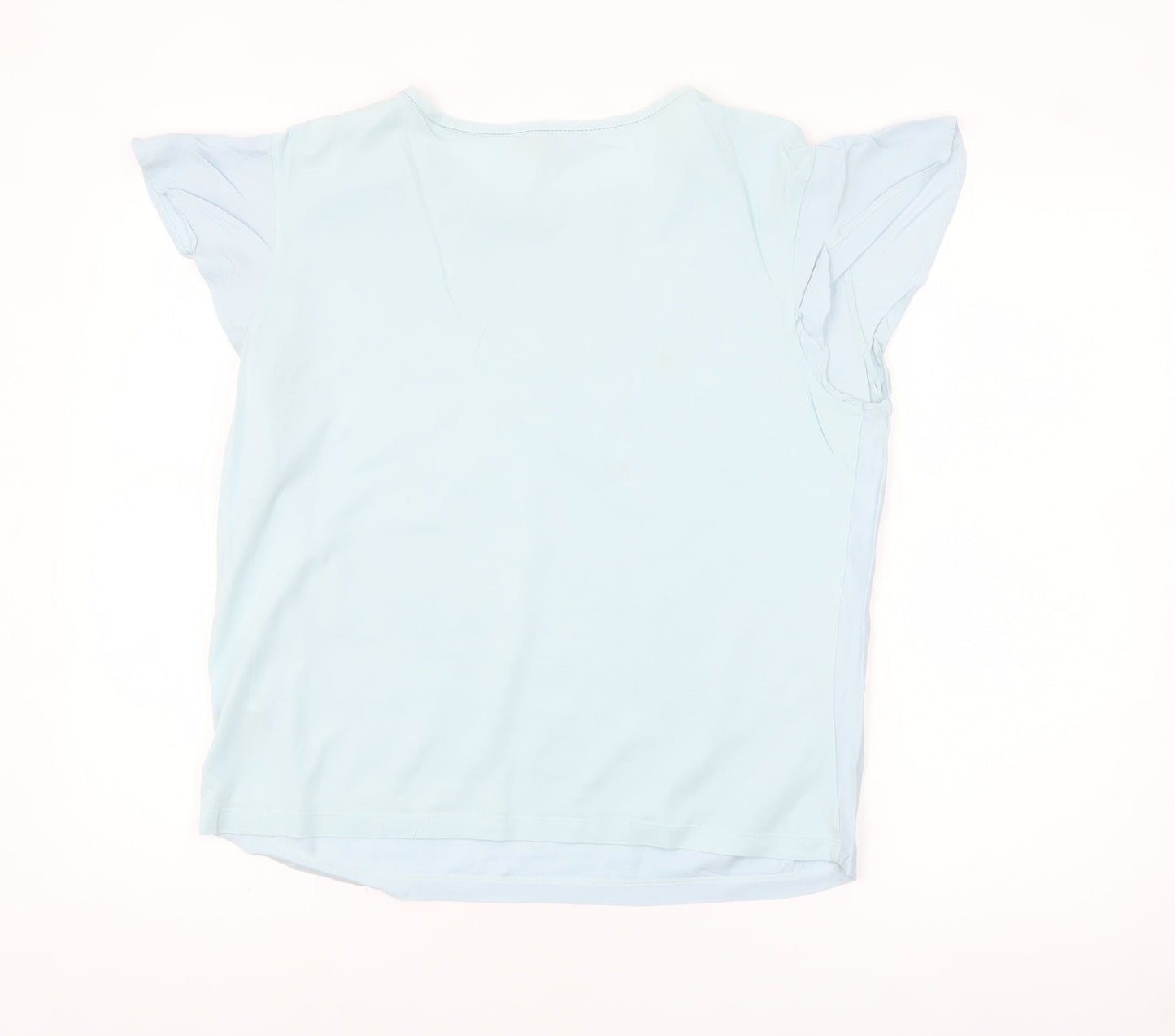 Hobbs Women Blue Modal Cotton Flutter Sleeve T-Shirt M