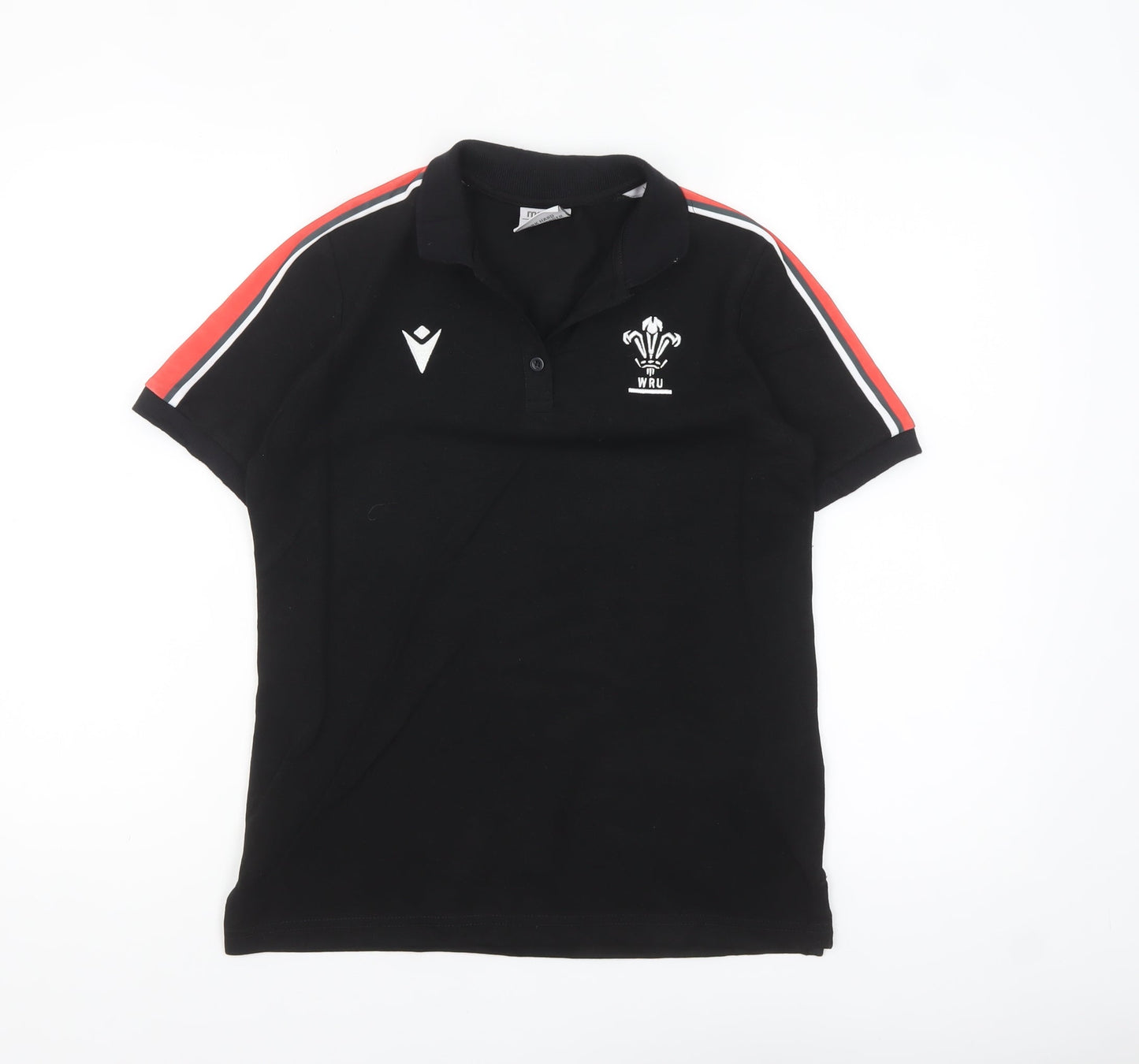 Macron Womens Black WRU Polo Shirt XS Short Sleeve Cotton Blend