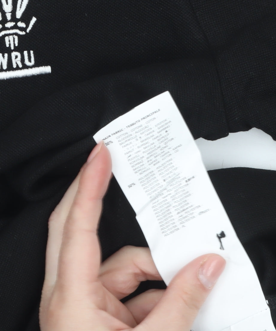 Macron Womens Black WRU Polo Shirt XS Short Sleeve Cotton Blend