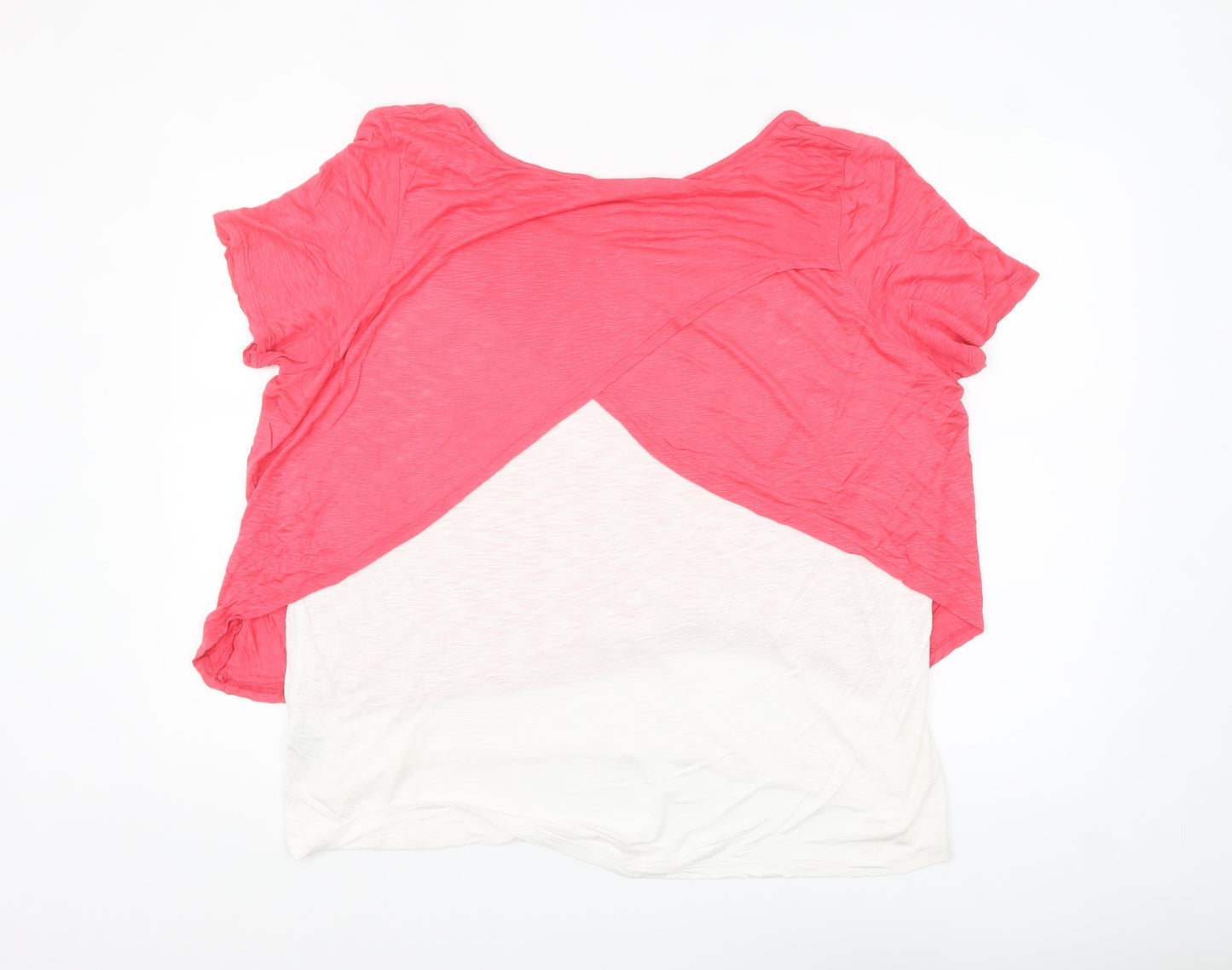 Marks and Spencer Womens Pink Colourblock Relaxed T-Shirt Size 18