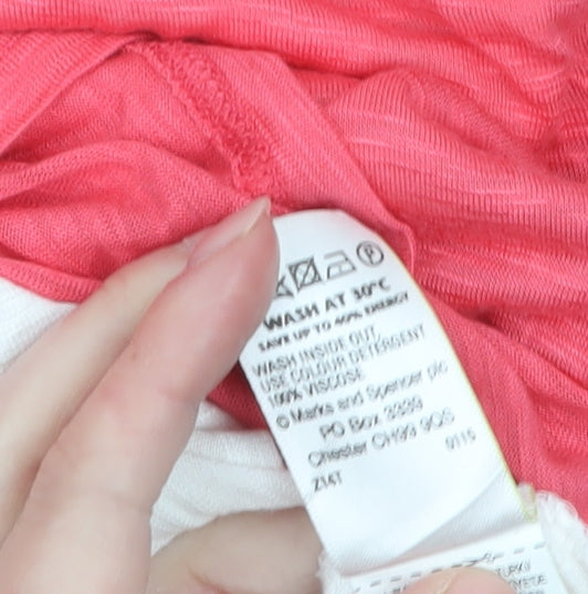 Marks and Spencer Womens Pink Colourblock Relaxed T-Shirt Size 18