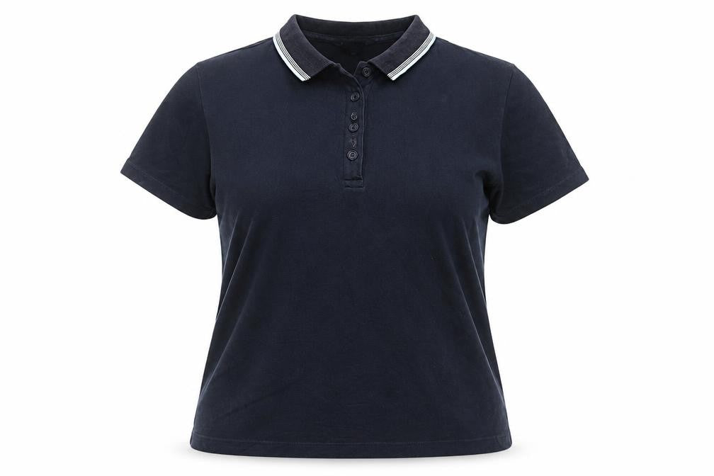 Lands' End Women's Blue Petite S Polo Shirt Short Sleeve Cotton