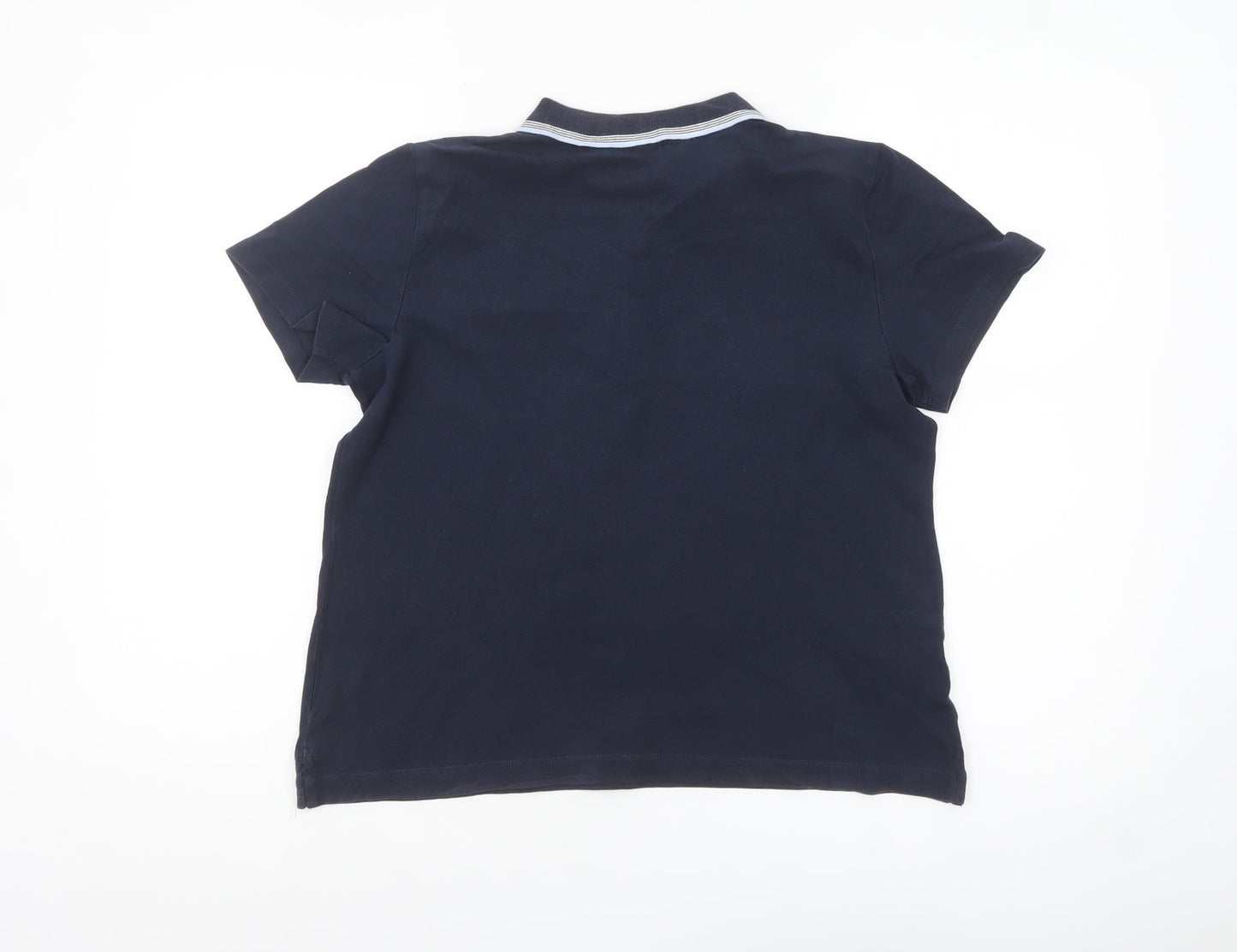 Lands' End Women's Blue Petite S Polo Shirt Short Sleeve Cotton