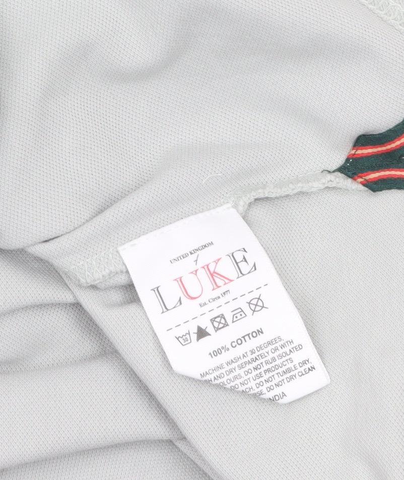 Luke Sport Men’s Grey Cotton Polo Shirt Large Classic Fit