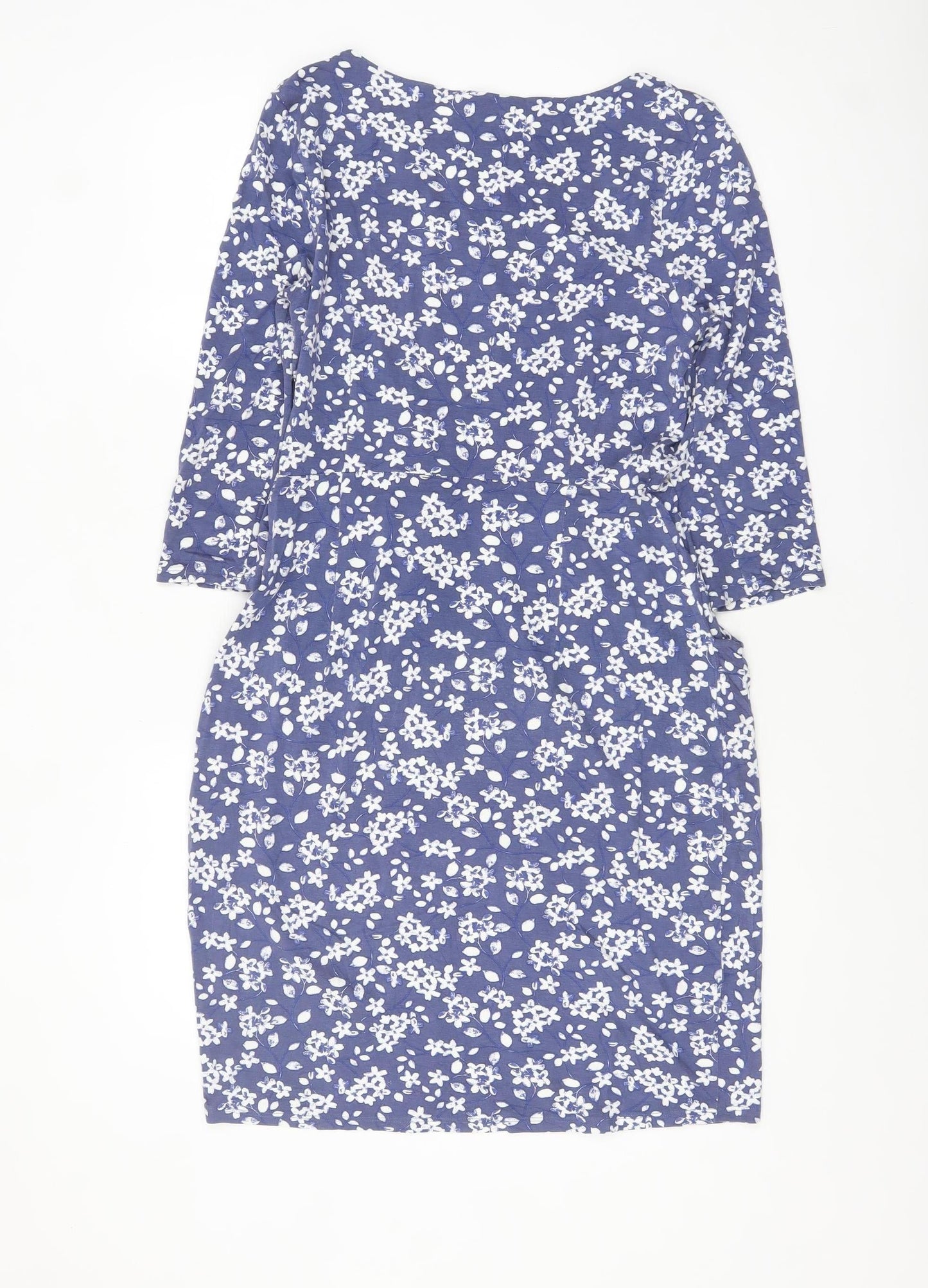 Laura Ashley Women's Blue Floral Shift Dress Size 8 3/4 Sleeve