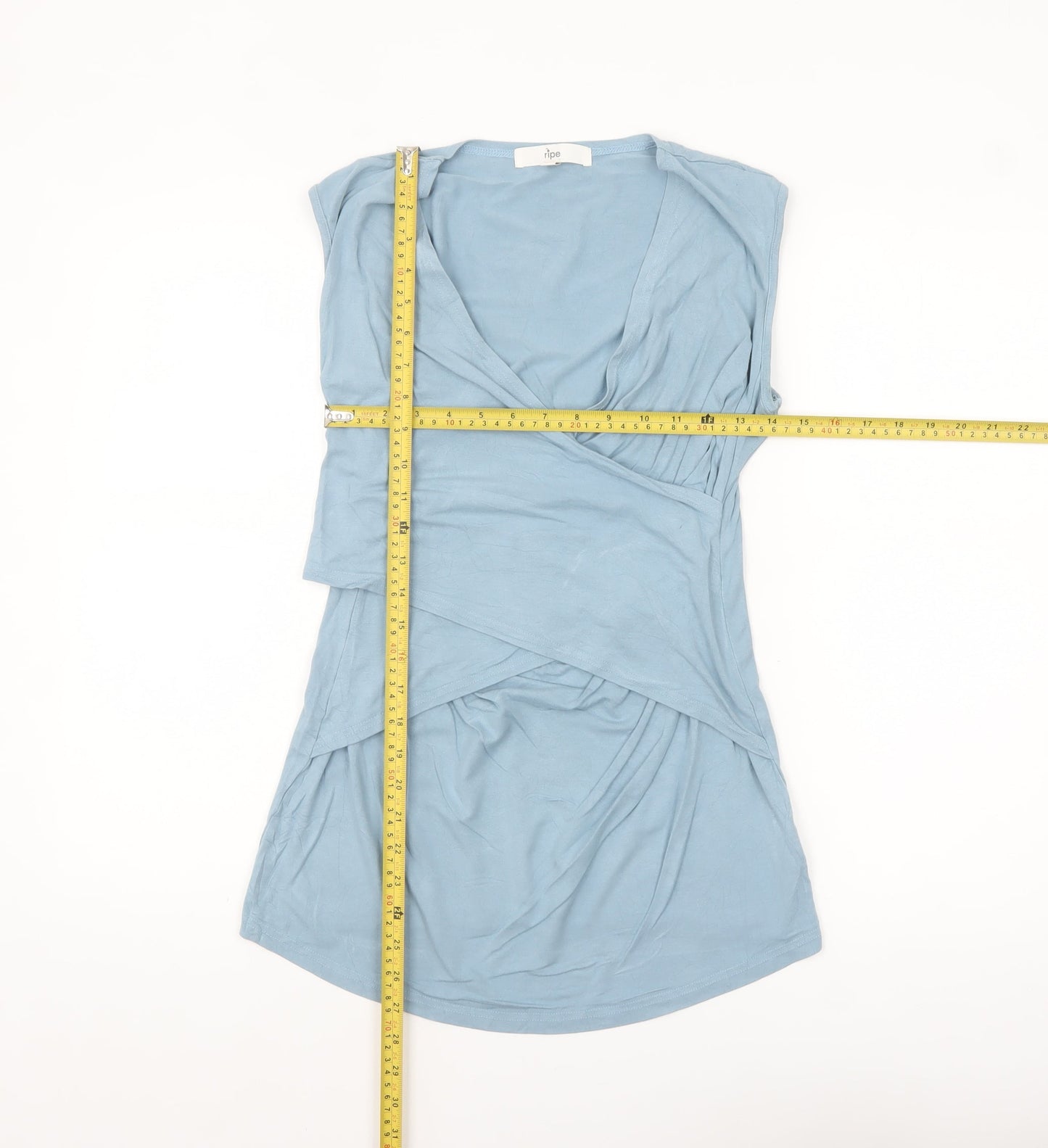 Ripe Women’s Blue Maternity Wrap Sleeveless Viscose Blouse M
