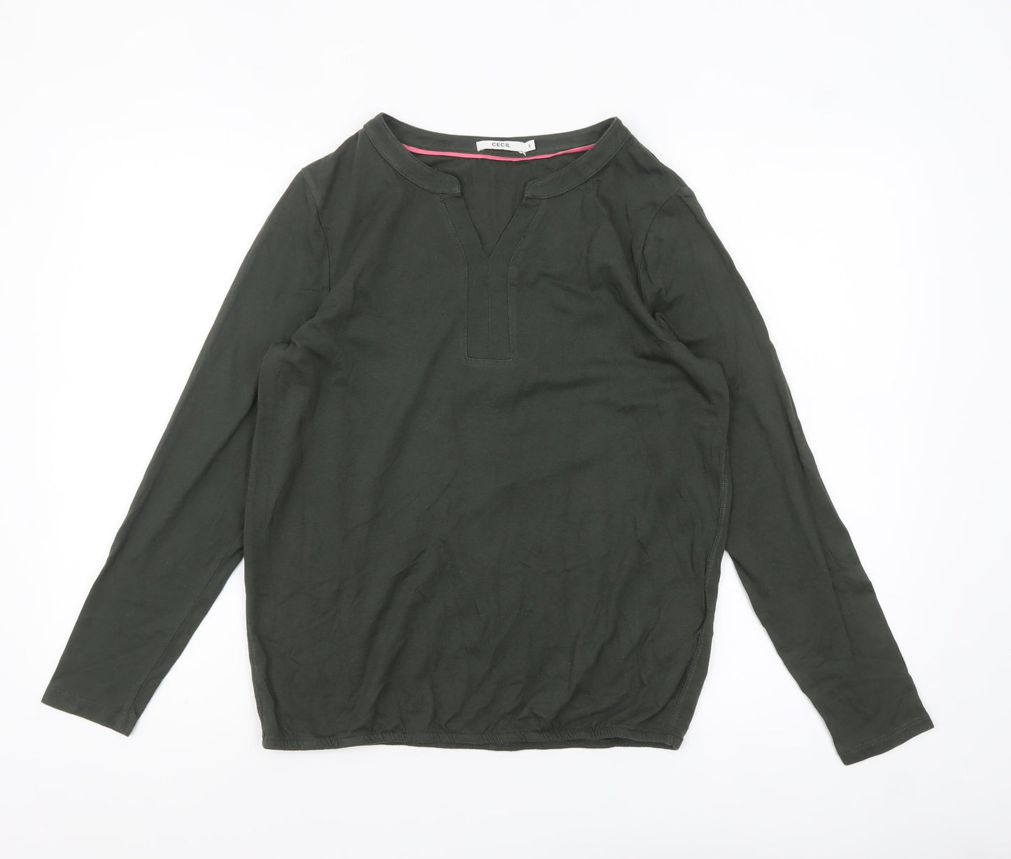 Cecil Women's Green V-Neck Long Sleeve Tunic Blouse Size S