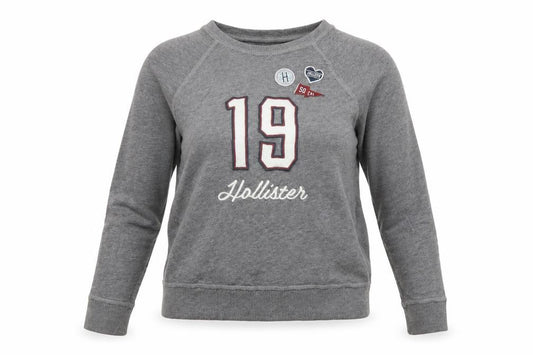 Hollister Womens Grey Long Sleeve Crew Neck Basic T-Shirt S