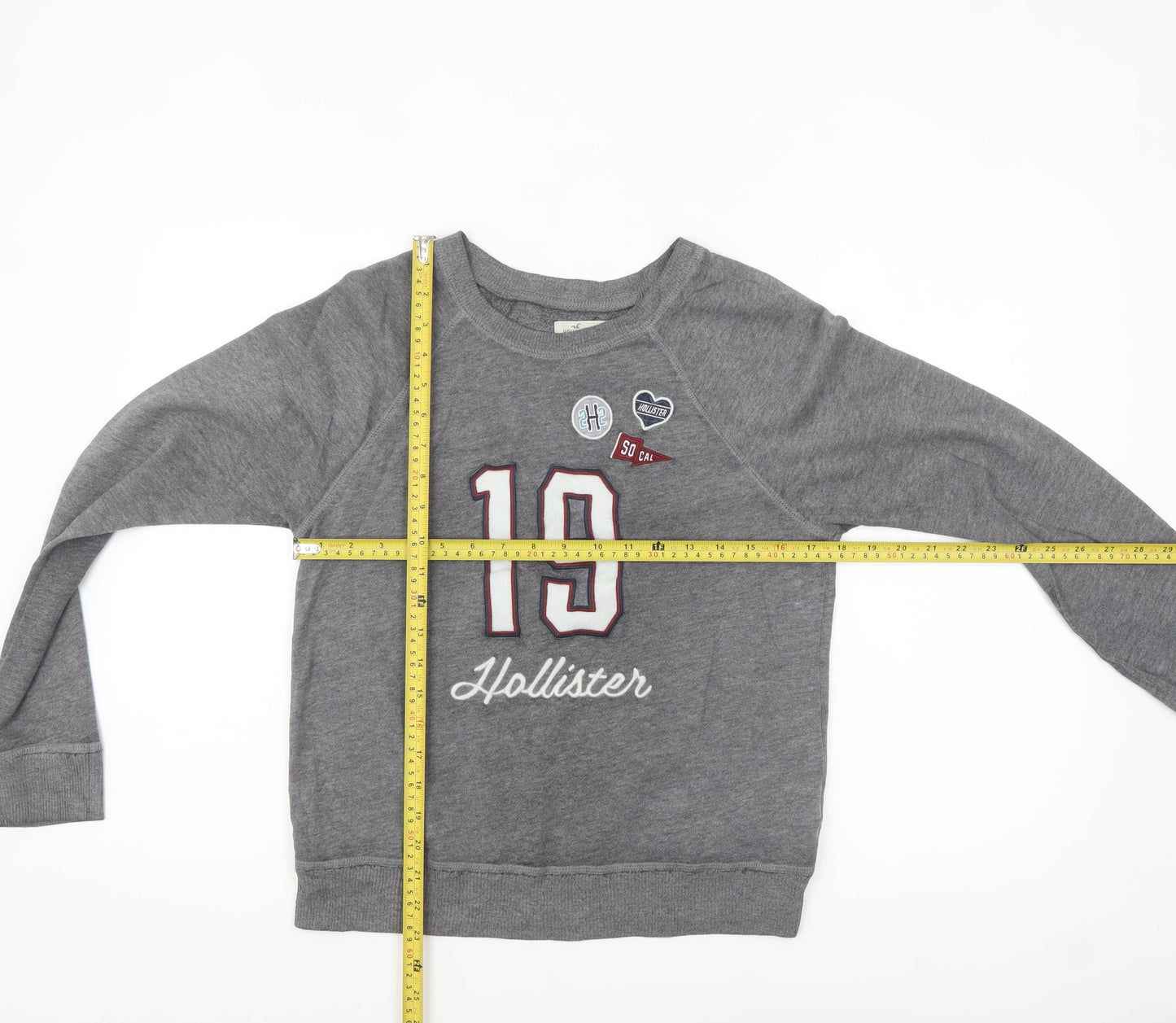 Hollister Womens Grey Long Sleeve Crew Neck Basic T-Shirt S