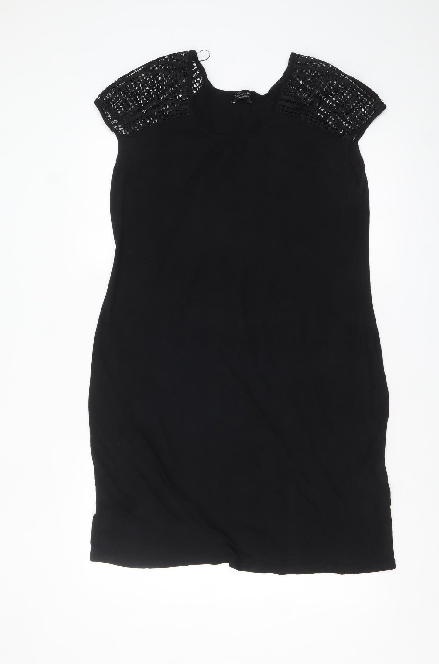 Yessica Women’s Black Crochet Sleeve Shift Dress Size 12