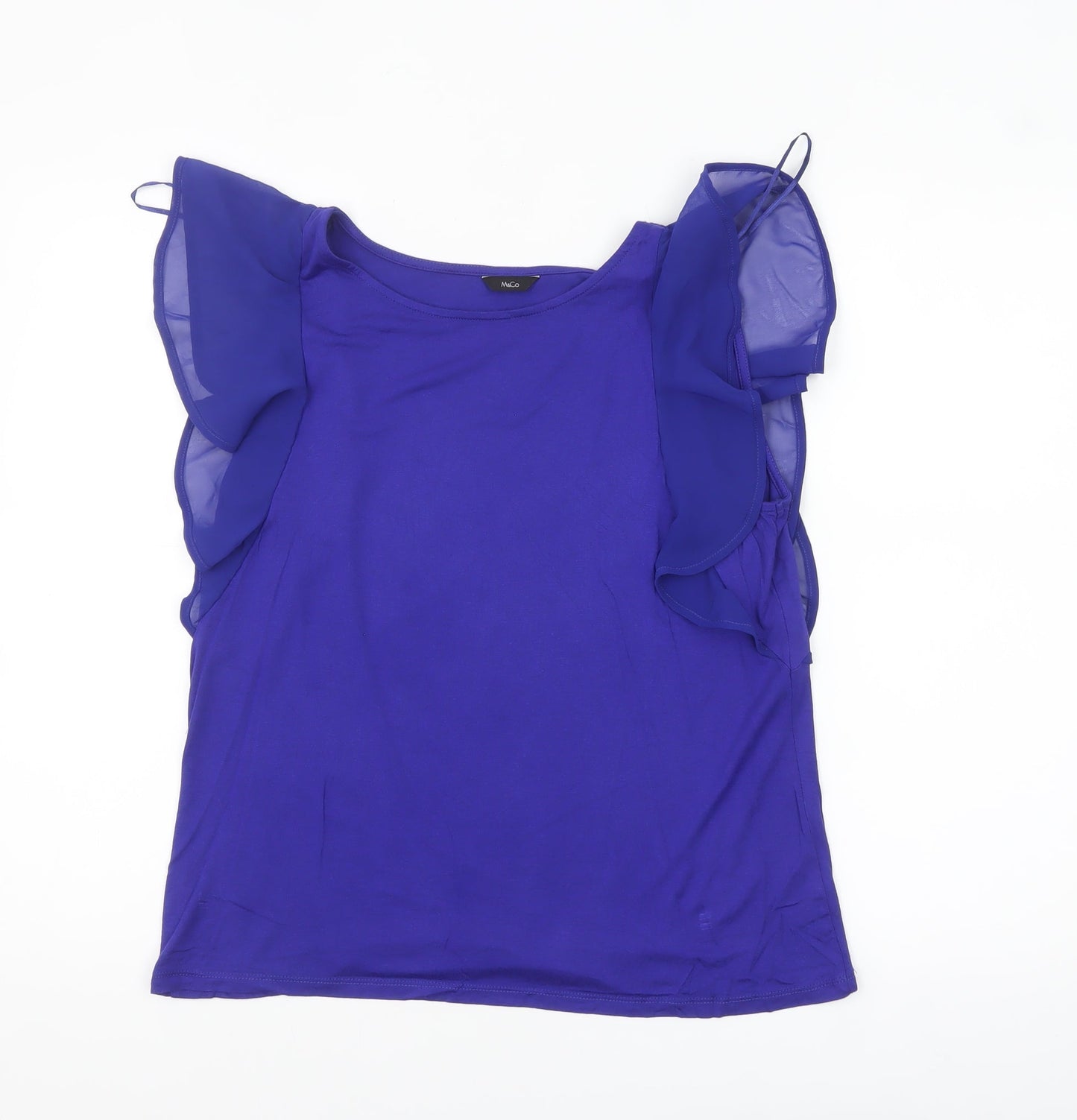 M&Co Womens Blue Ruffle Sleeve Camisole Blouse Size 12