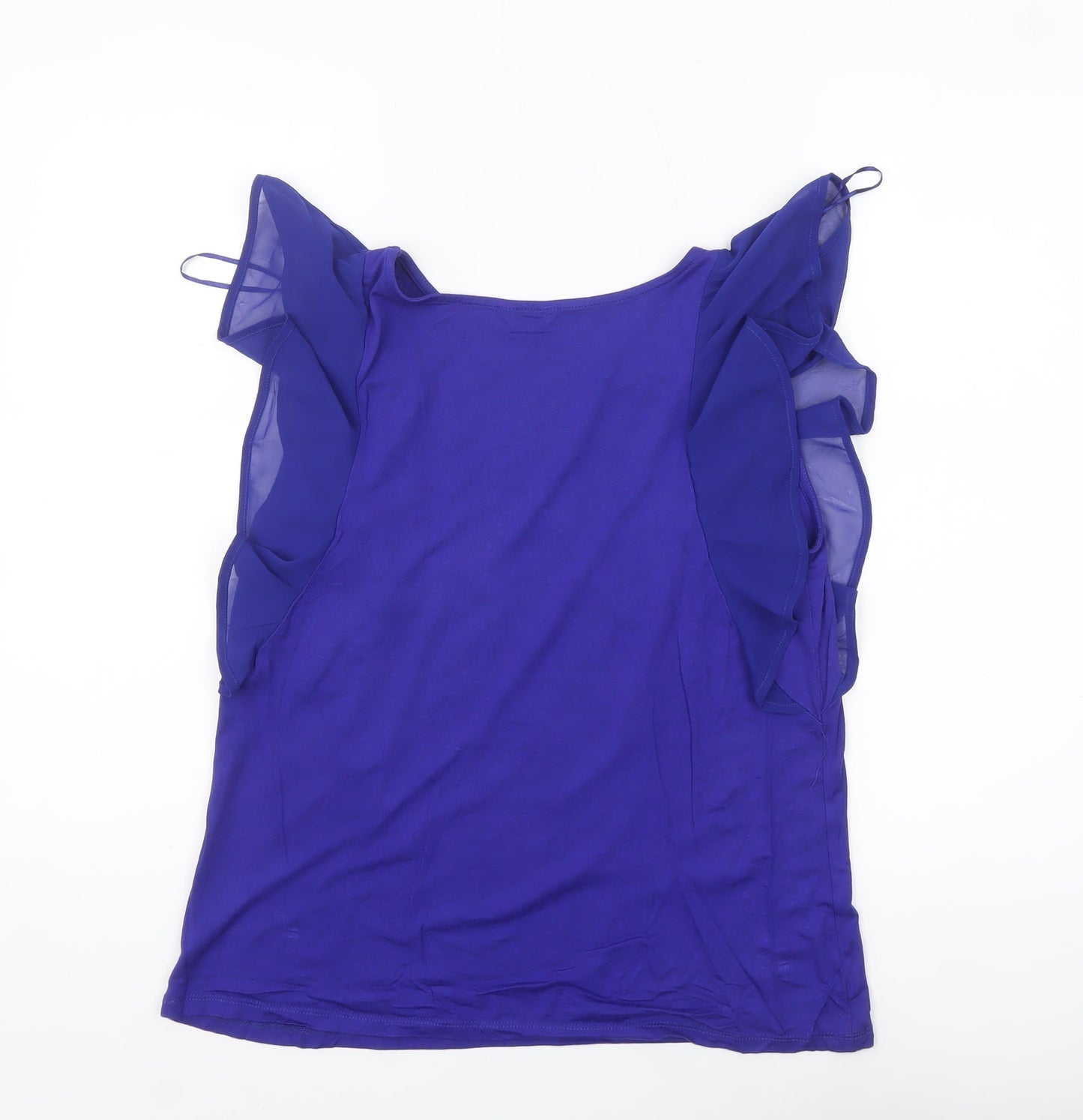 M&Co Womens Blue Ruffle Sleeve Camisole Blouse Size 12