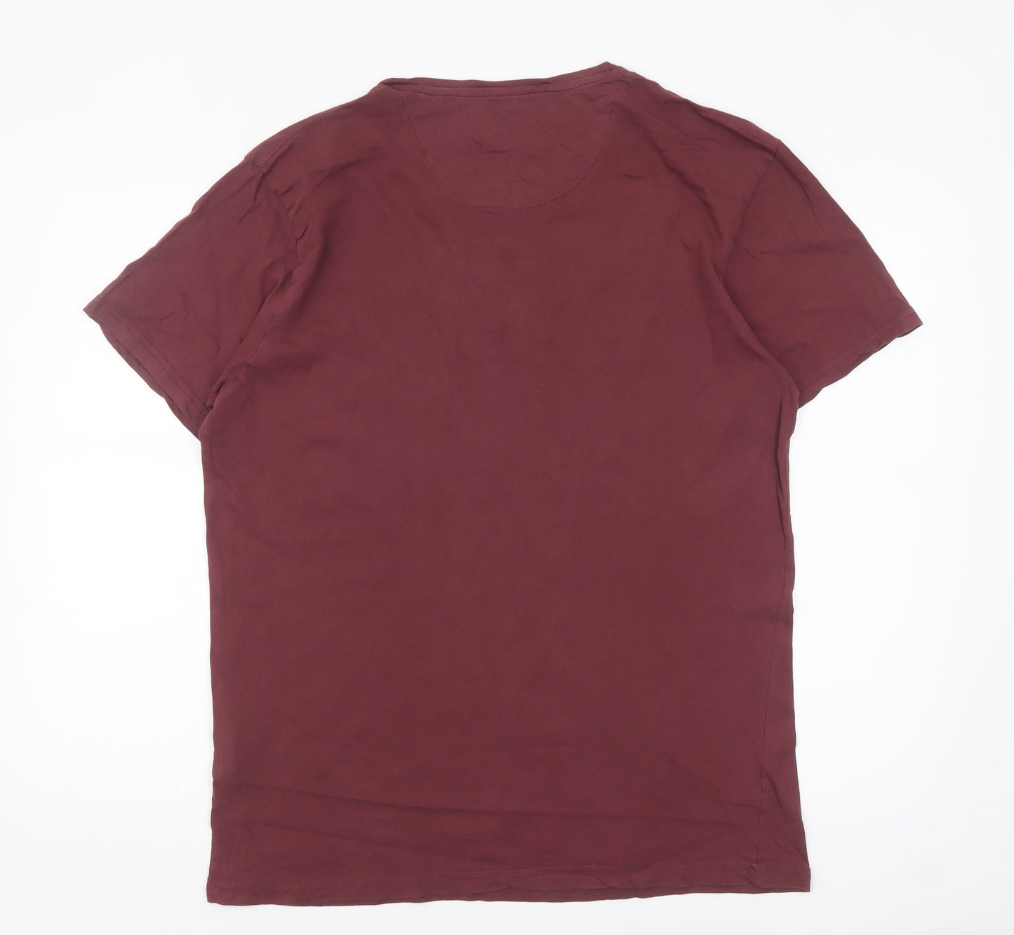 Firetrap Men's Burgundy London Graphic Cotton T-Shirt Size L
