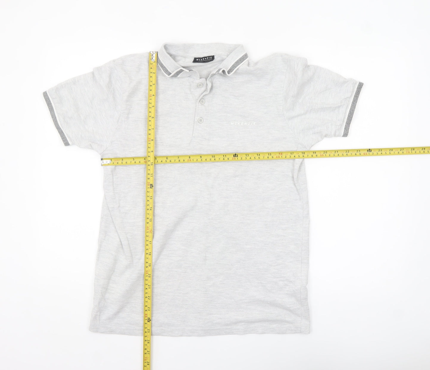 McKenzie Men's Grey Cotton Blend Short Sleeve Polo Shirt M