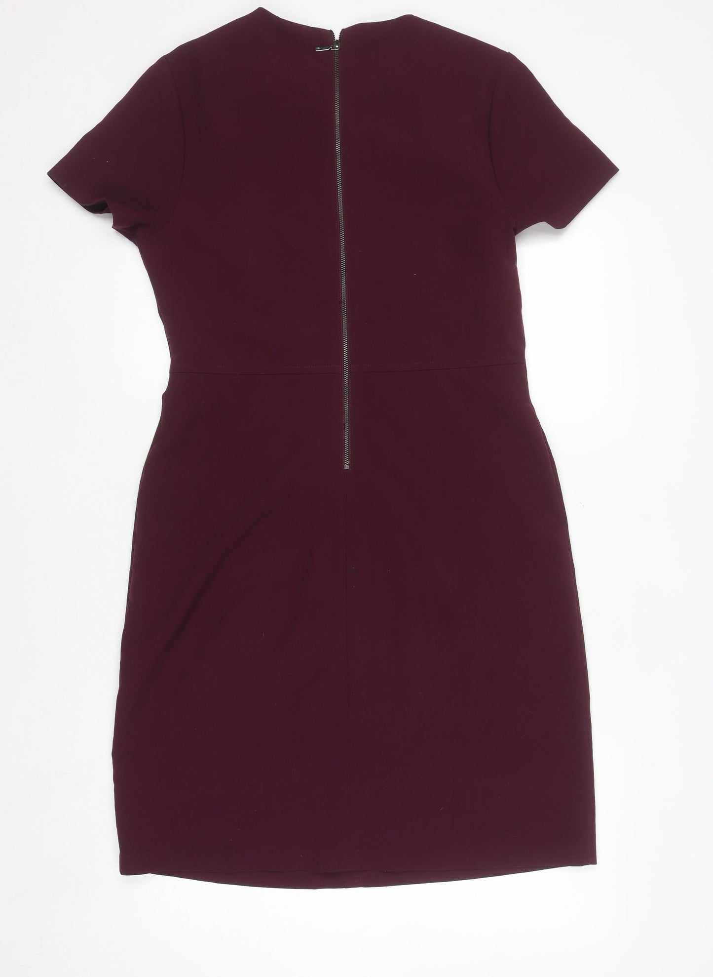 Next Women Purple Sheath Tailoring Short Sleeve Work Dress Size 12