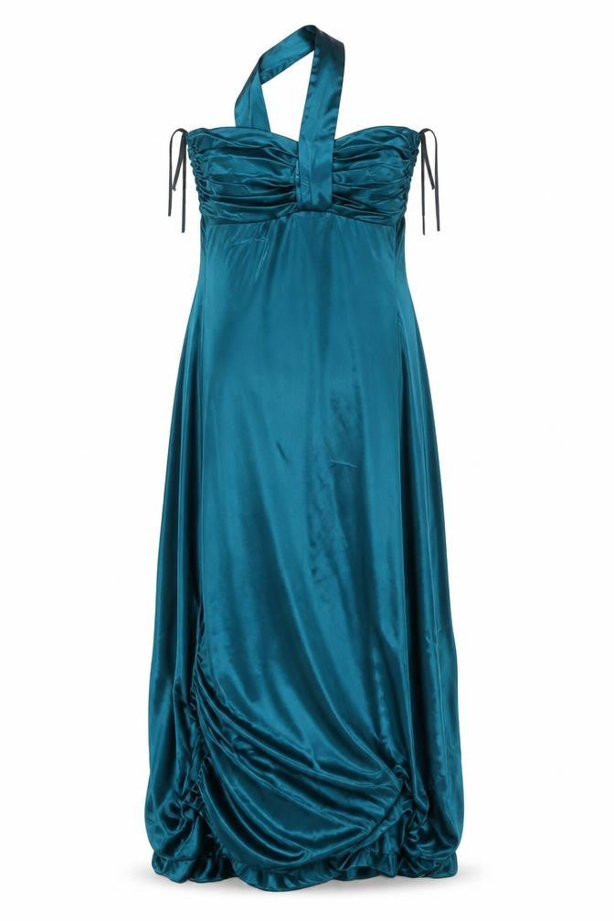 Windsor Women’s Green Halter Maxi Satin Formal Dress Size 12-14