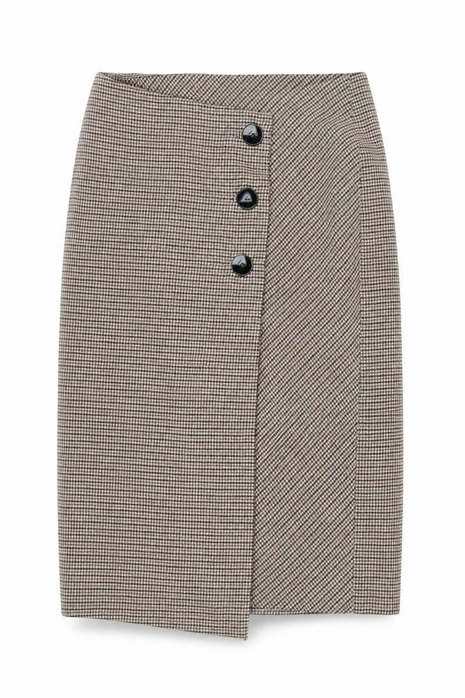 Zara Woman Beige Check Tweed Pencil Skirt Size 14