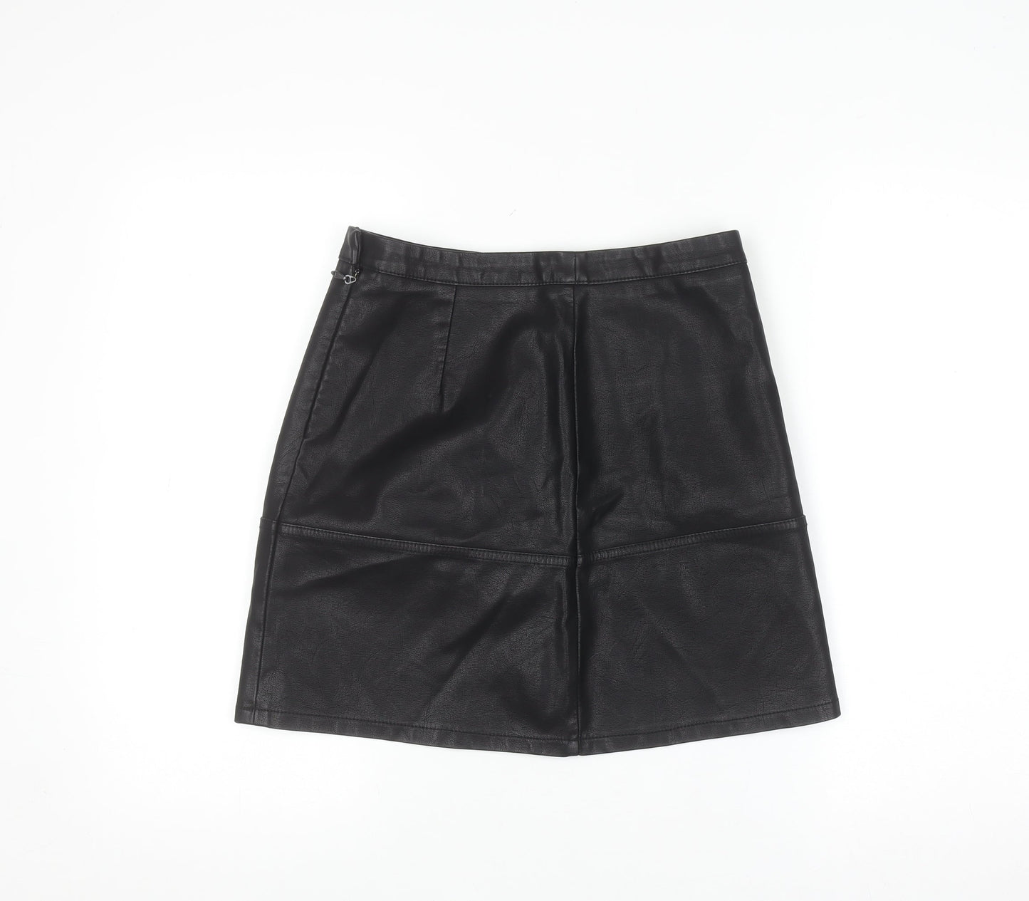 New Look Women Black Faux Leather Short Pencil Skirt Size 8