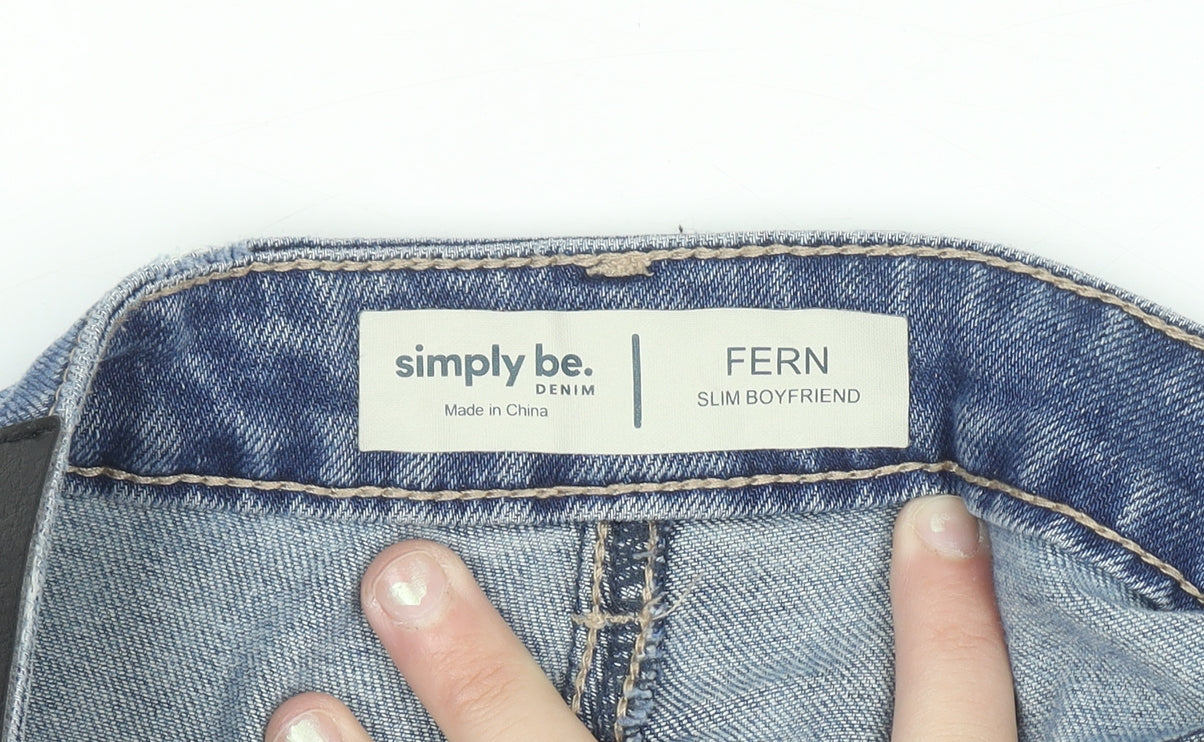 Simply Be Women Blue Size 14 Slim Boyfriend Distressed Jeans