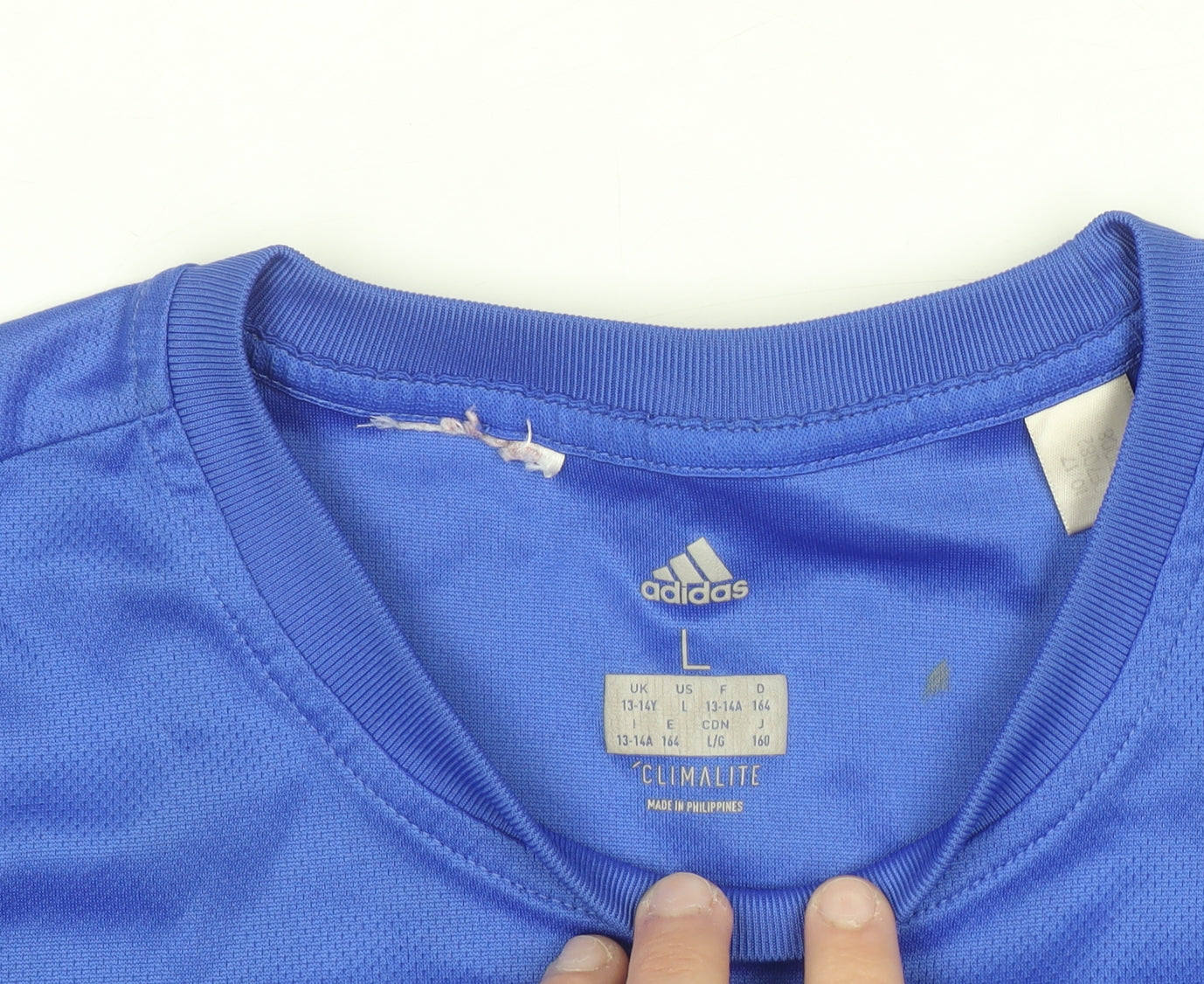 Adidas Blue Boys L Climalite Sports T-Shirt Activewear Top