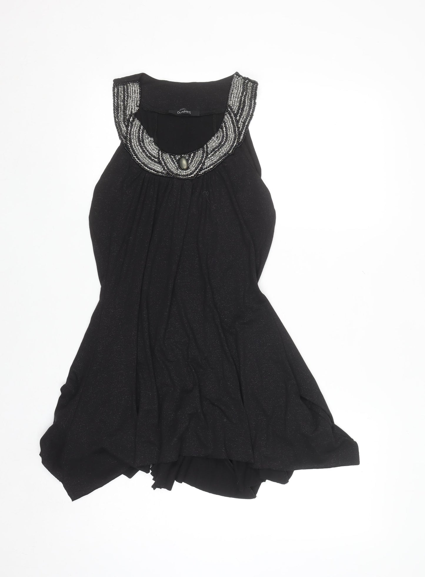 Dunnes Women’s Black Beaded A-Line Sleeveless Party Dress Size 10