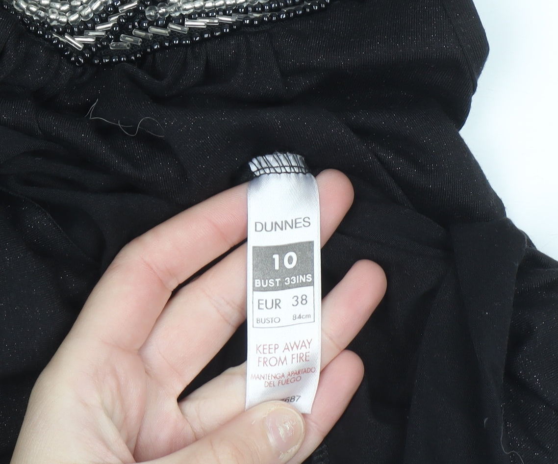 Dunnes Women’s Black Beaded A-Line Sleeveless Party Dress Size 10