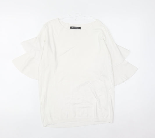 Dunnes Women's White Short Flared Sleeve Knit Jumper Size S