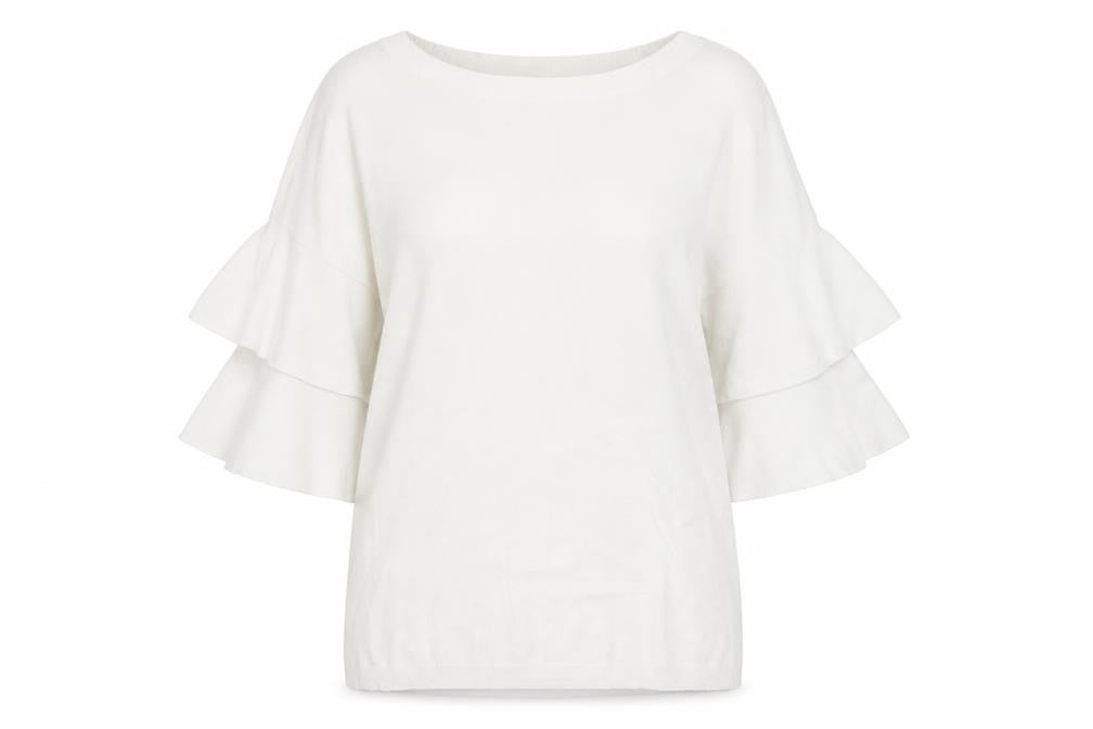 Dunnes Women's White Short Flared Sleeve Knit Jumper Size S