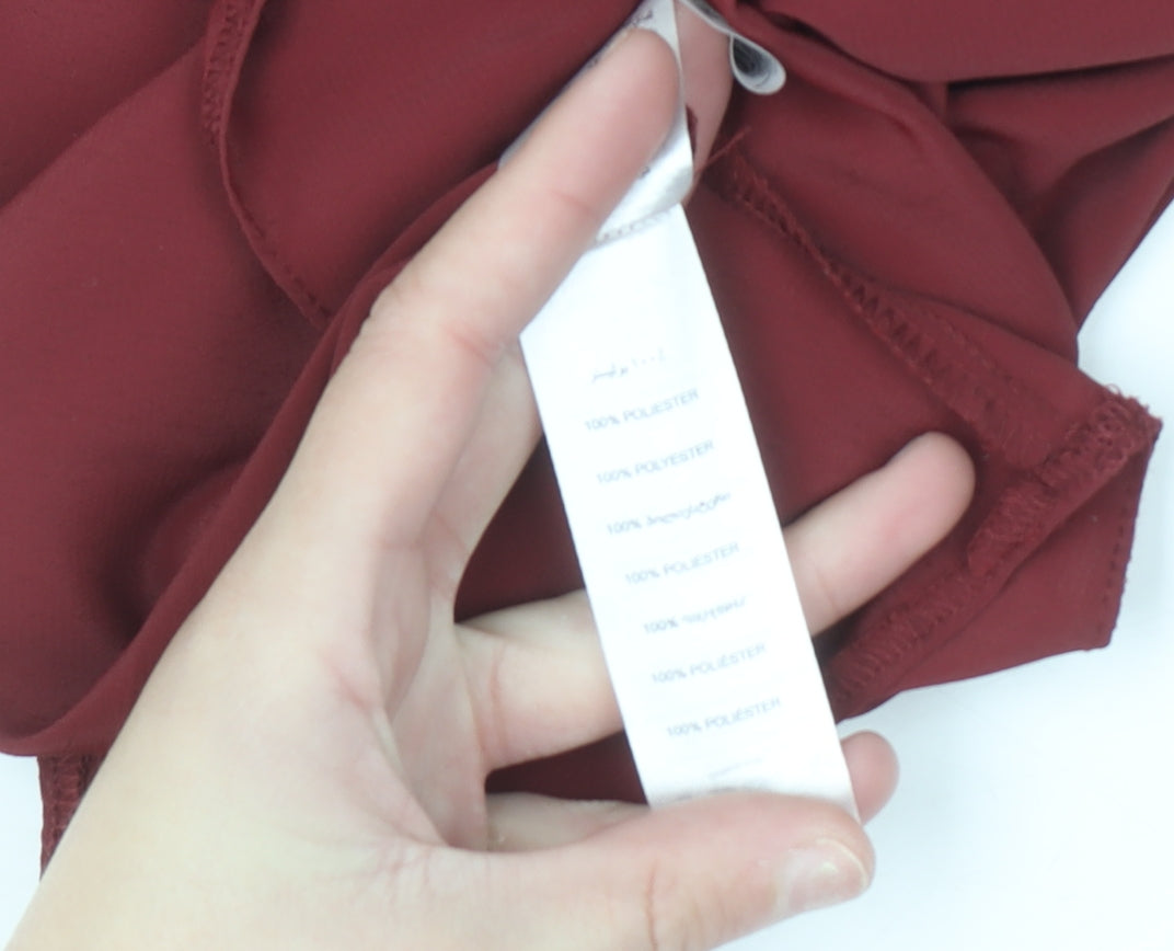 New Look Women Red Camisole Tank Top Size 12 Polyester V-Neck
