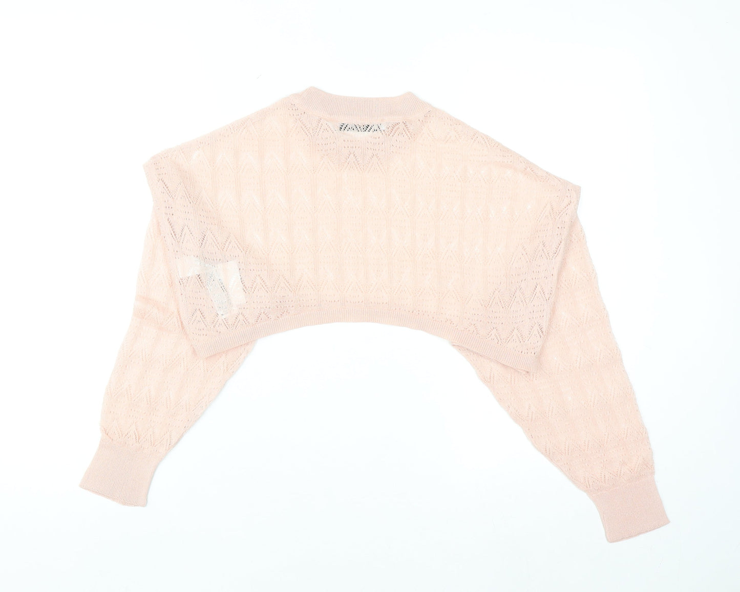 ZARA Women Pink Cropped Knit Blouse Size M Lightweight Viscose