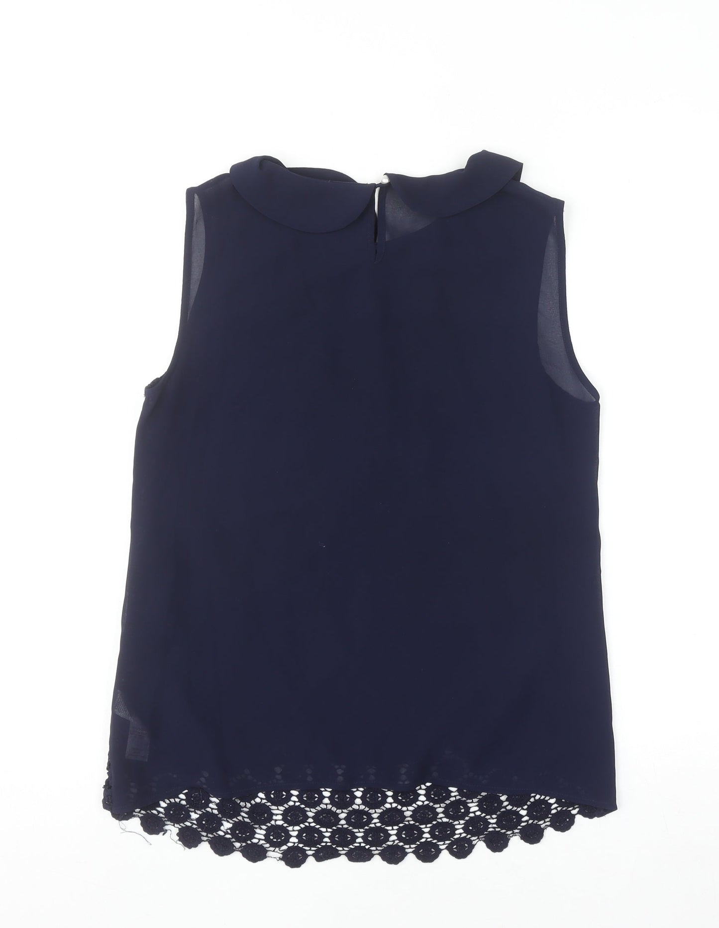 Savida Women’s Navy Blue Beaded Lace Sleeveless Blouse UK 10