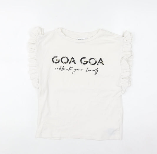GOA GOA Women's White Ruffle Sleeve Cotton T-Shirt Size L