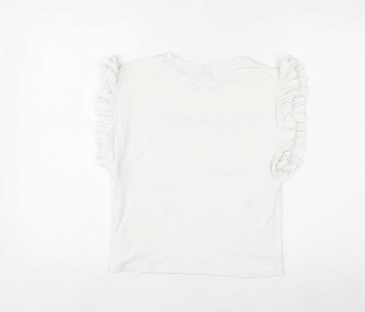 GOA GOA Women's White Ruffle Sleeve Cotton T-Shirt Size L