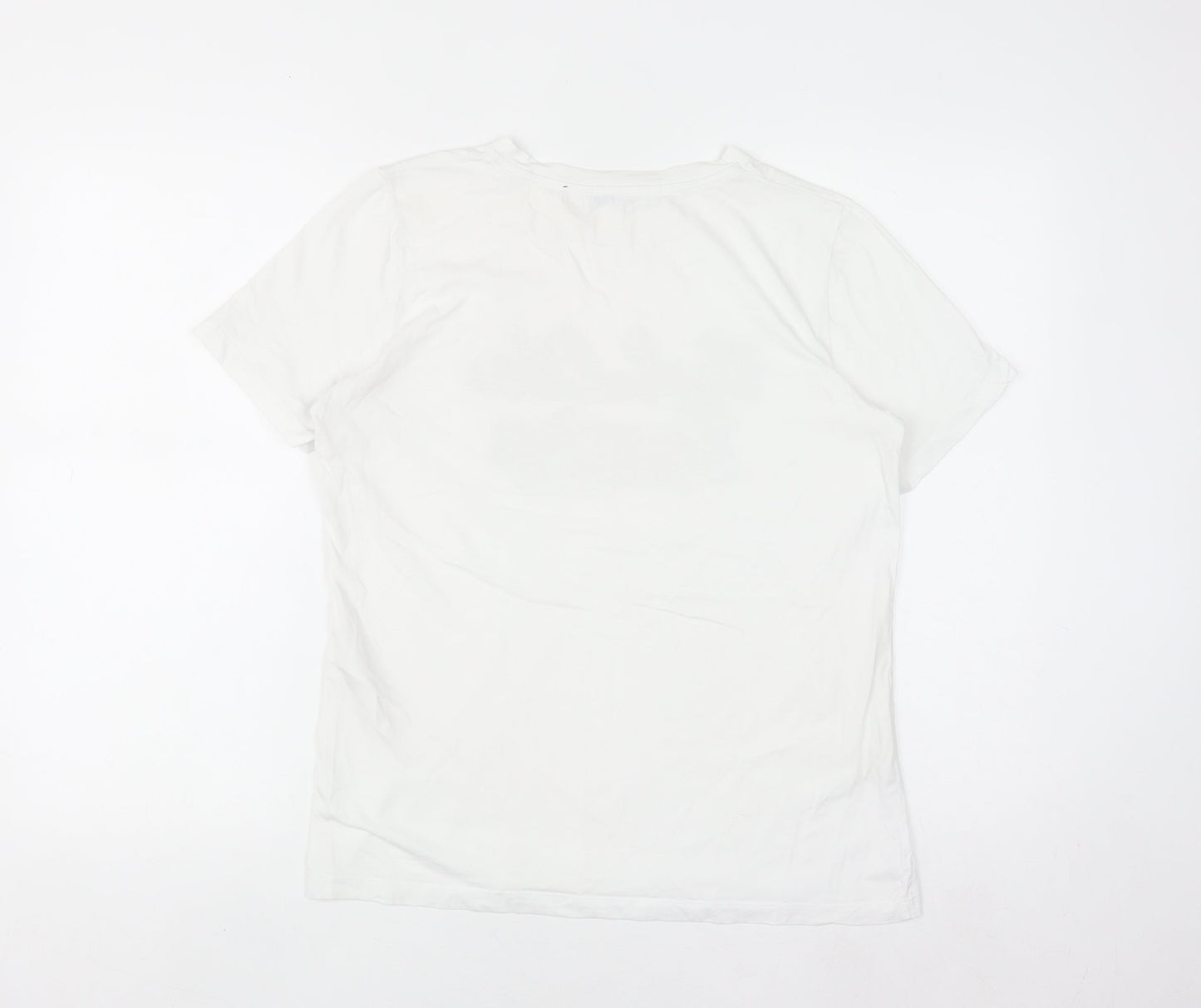 Pieces Women's White Sequin Slogan Cotton T-Shirt Size M