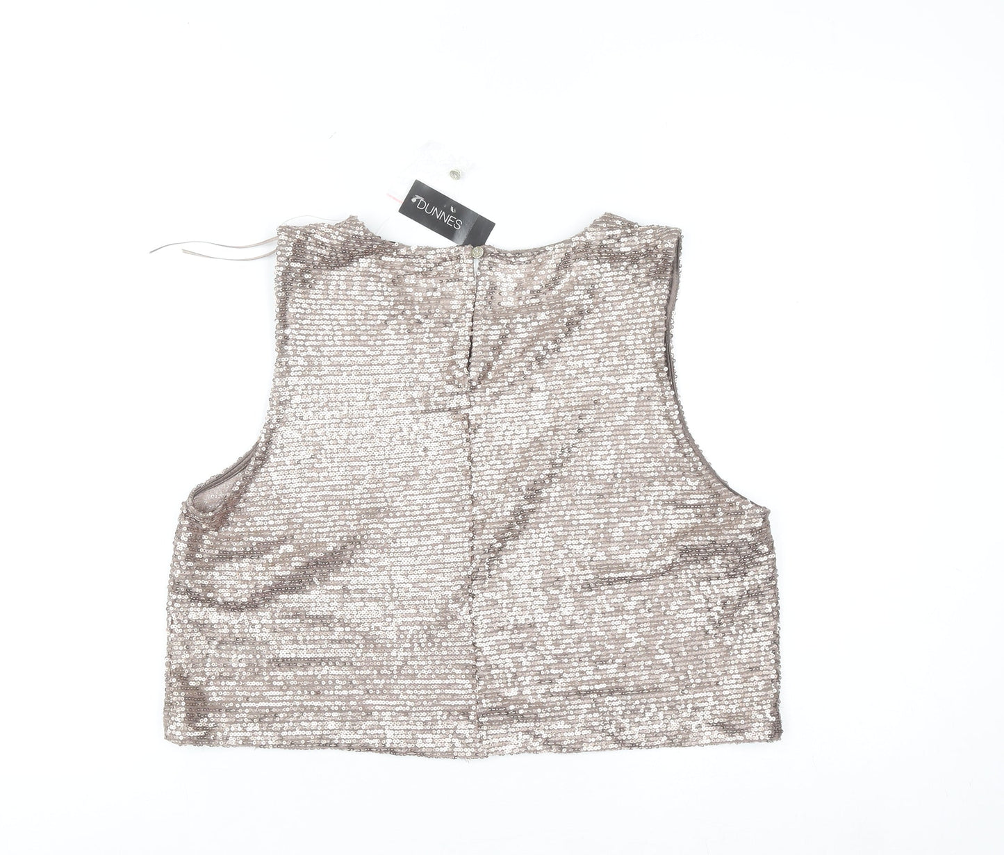 Dunnes Women’s Mocha Sequin Cropped Sleeveless Tank Top Size 12