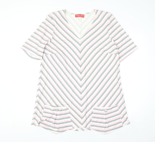 Mona Lisa Women’s Multicoloured V-Neck Striped Tunic Blouse Size 20