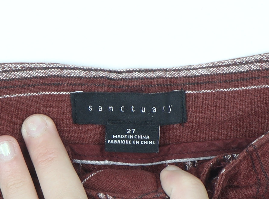 Sanctuary Brown Striped Linen Rayon Chino Shorts Size 27 Unisex