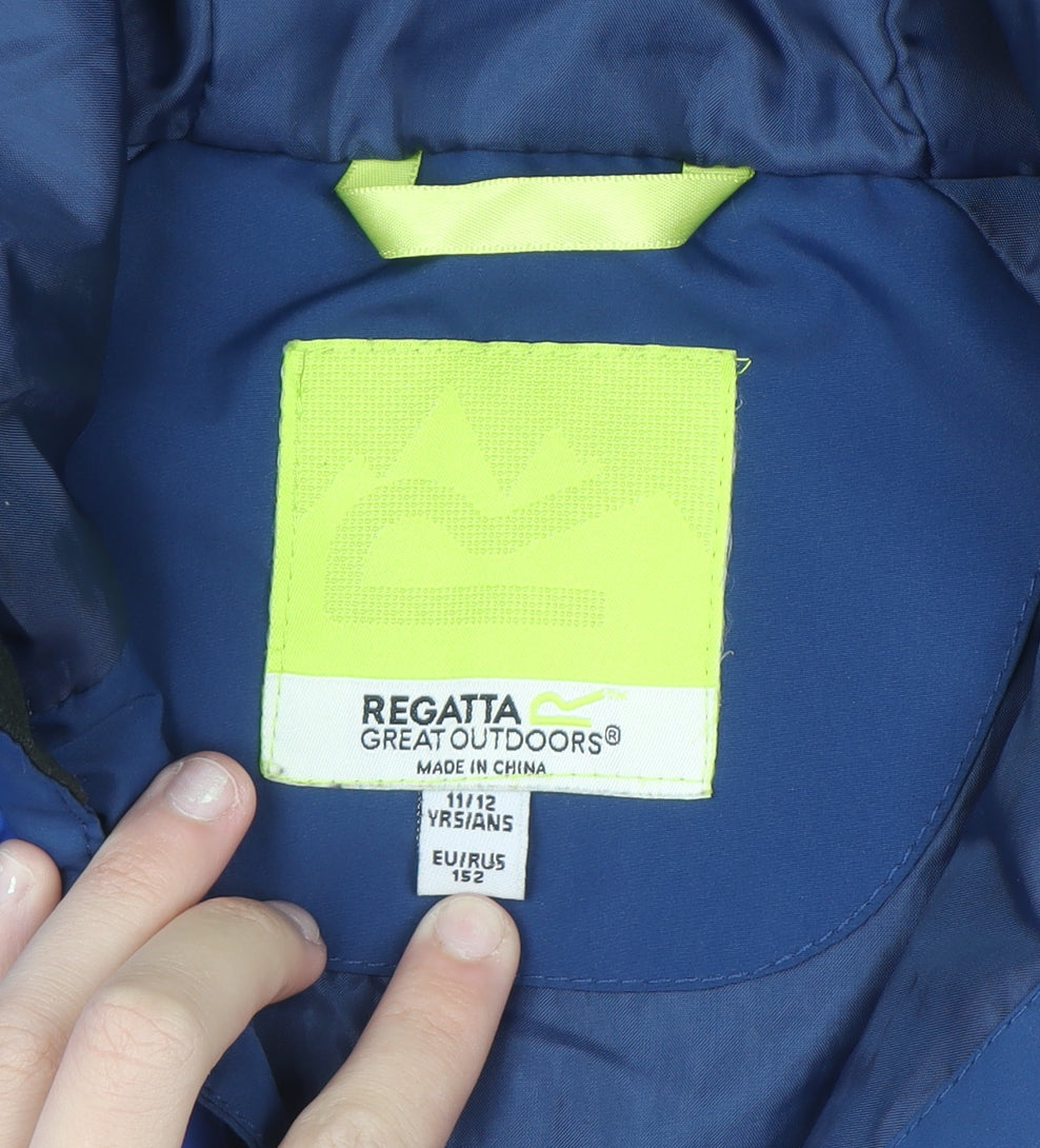 Regatta Boys Blue Hooded Windbreaker Jacket 11-12 Years Waterproof Lightweight