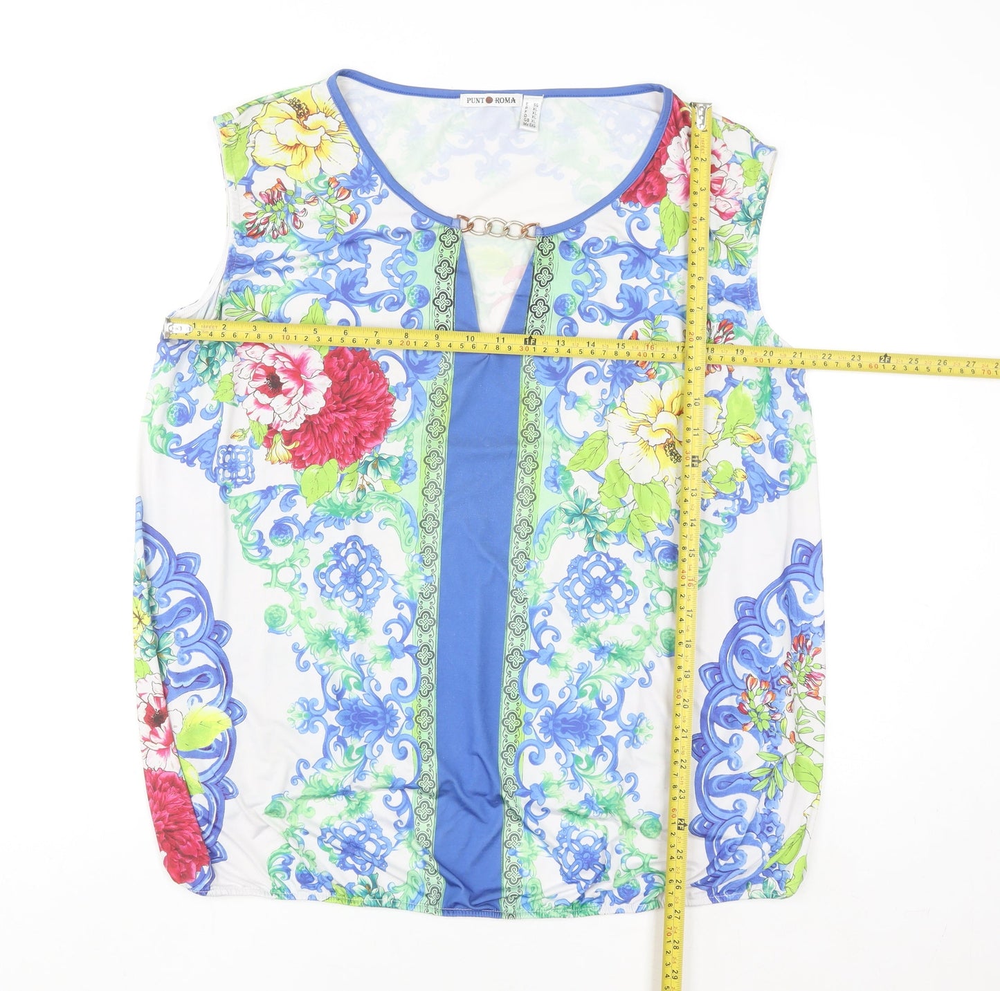 Punt Roma Womens Multicoloured Floral Sleeveless Tunic Blouse XL